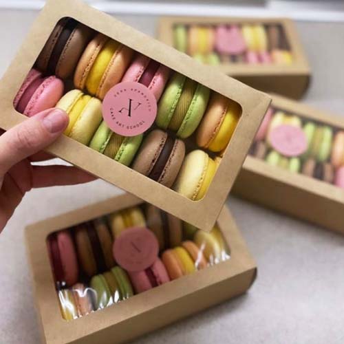 kraft macaron with window